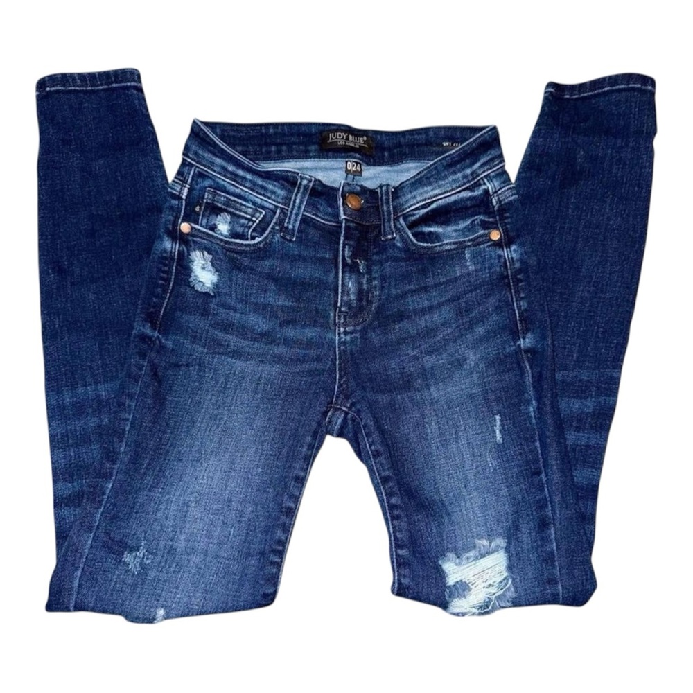 Judy Blue Jeans 👖 Size 0/24. Skinny Fit. Distressed. Dark wash. Like-NEW! Euc.